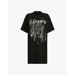  Allsaints Riproar Anna graphic-print organic-cotton T-shirt mini dress