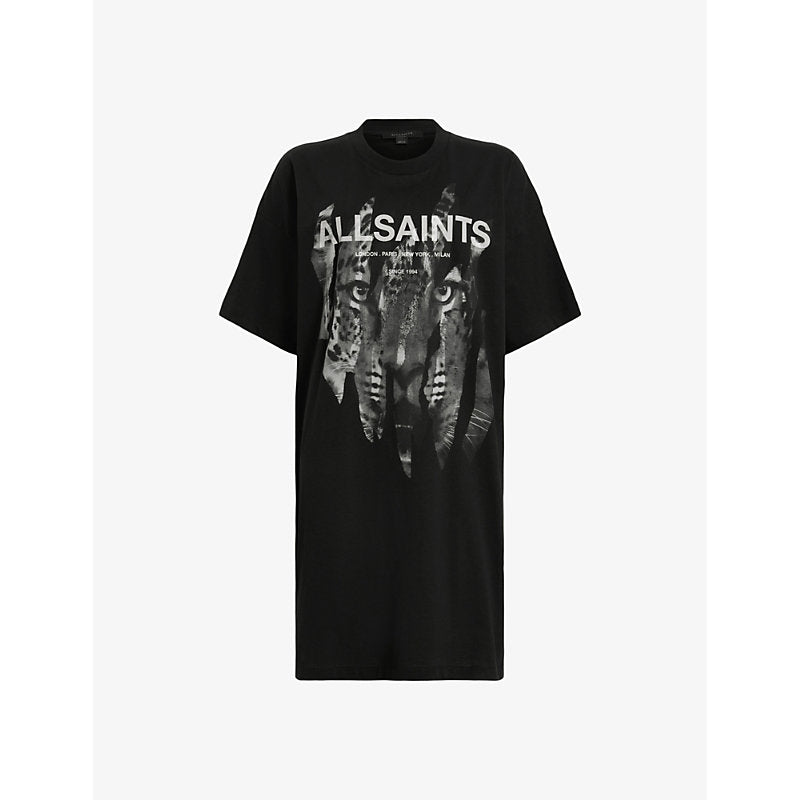  Allsaints Riproar Anna graphic-print organic-cotton T-shirt mini dress