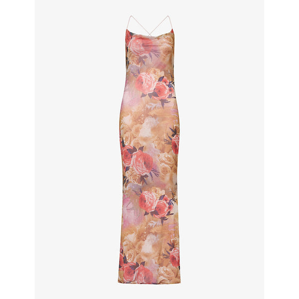 Gracejacob Elizabeth Rose floral-print mesh maxi dress