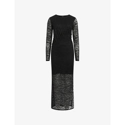 Allsaints Edana lace-embroidered long-sleeve stretch-woven maxi dress | ALLSAINTS