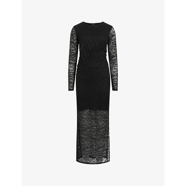 Allsaints Edana lace-embroidered long-sleeve stretch-woven maxi dress