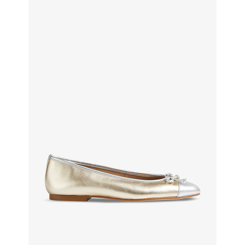 Lk Bennett Kara bow-embellished leather ballet flats