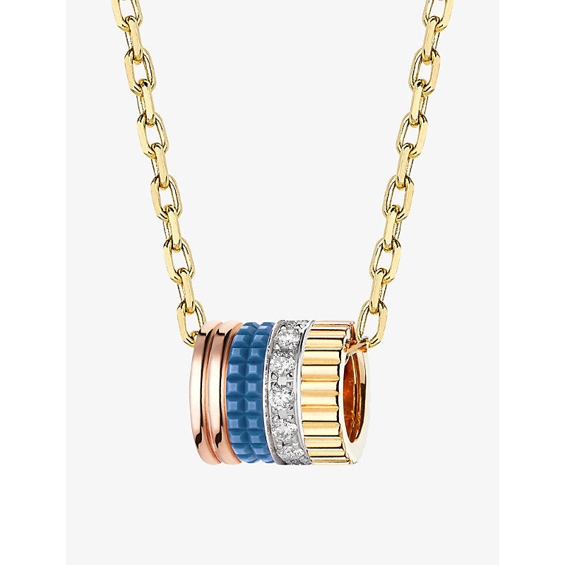  Boucheron Quatre Blue Edition 18ct yellow, white and rose-gold, ceramic and 0.17ct diamond pendant necklace