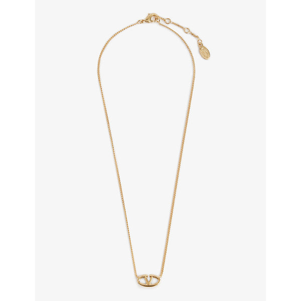  Valentino Garavani VLOGO gold-tone metal pendant necklace