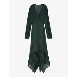  The Kooples Asymmetric-hem pleated woven maxi dress