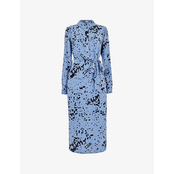 Whistles Imrie spot-print long-sleeve woven midi dress | WHISTLES