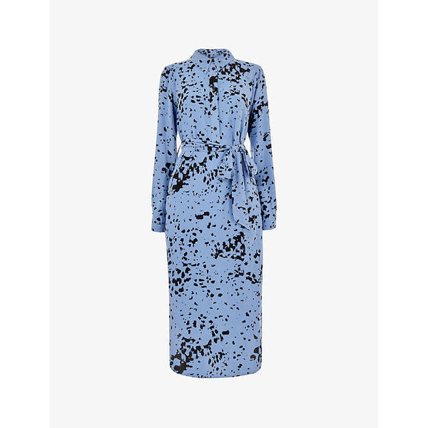 Whistles Imrie spot-print long-sleeve woven midi dress