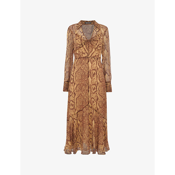 Whistles Serpent graphic-print long-sleeve woven midi dress