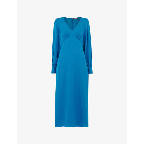 Whistles Serpent long-sleeve jacquard woven midi dress | WHISTLES