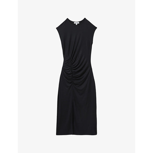 Reiss Lenara cap-sleeve gathered woven midi dress