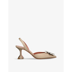 Amina Muaddi Begum 70 slingback canvas heels | AMINA MUADDI