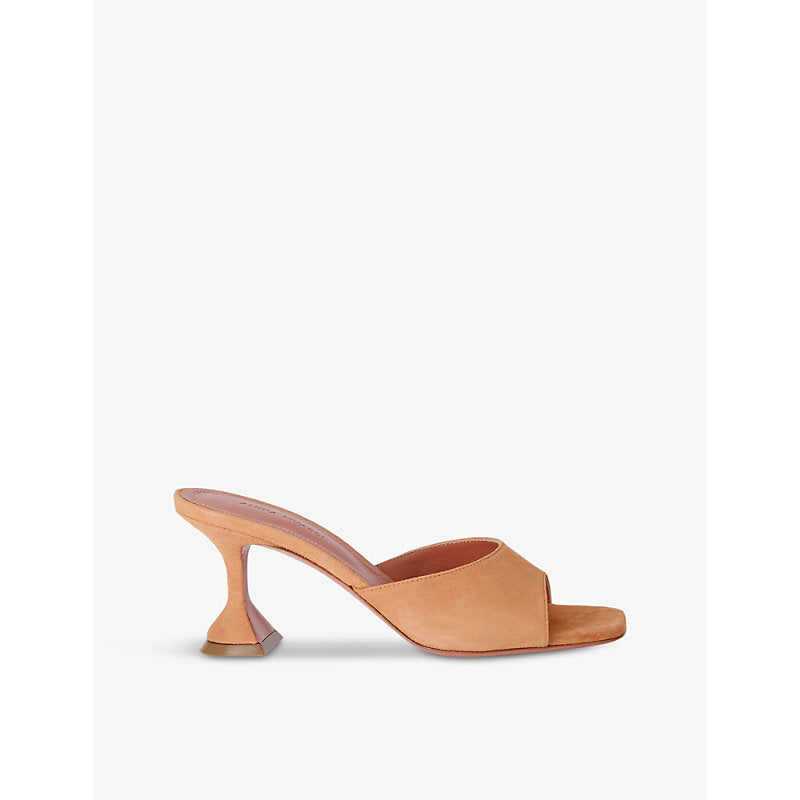 Amina Muaddi Lupita 70 suede heeled mules | AMINA MUADDI