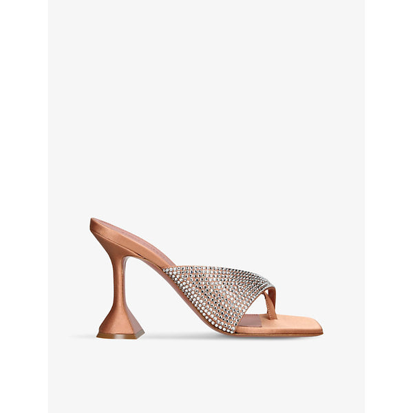 Amina Muaddi Shiona crystal-embellished silk heeled mules