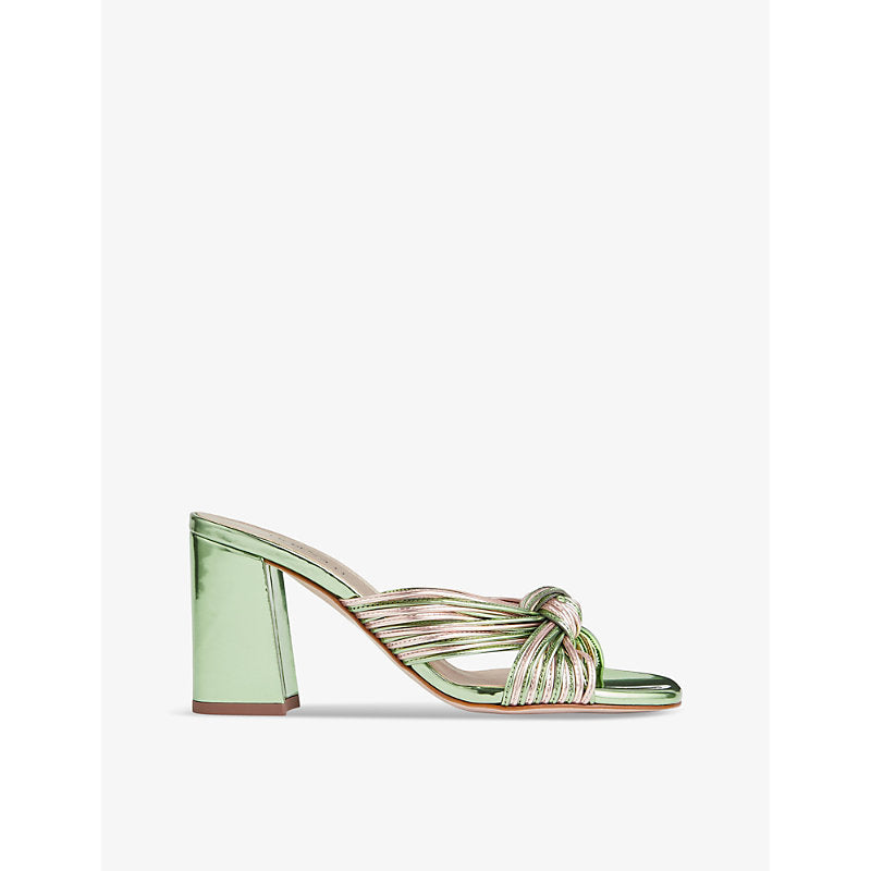 Lk Bennett Coletta knotted-strap metallic faux-leather mules | LK BENNETT