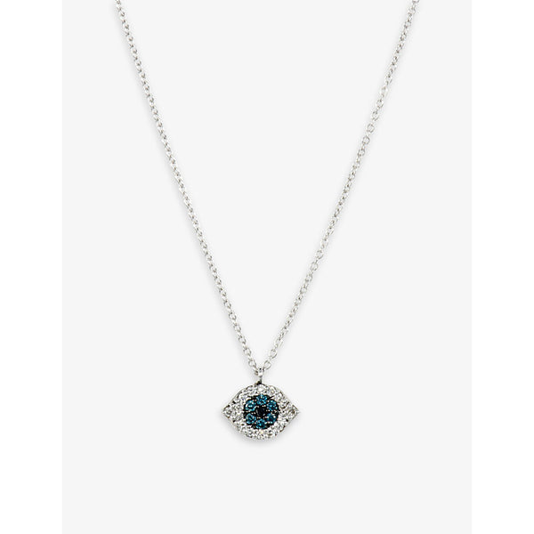 Roxanne First Evil Eye 14ct white-gold and 0.13ct diamond pendant necklace