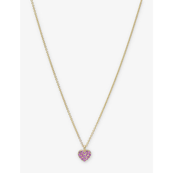 Roxanne First Mini Heart 14ct yellow-gold and 0.10ct sapphire pendant necklace