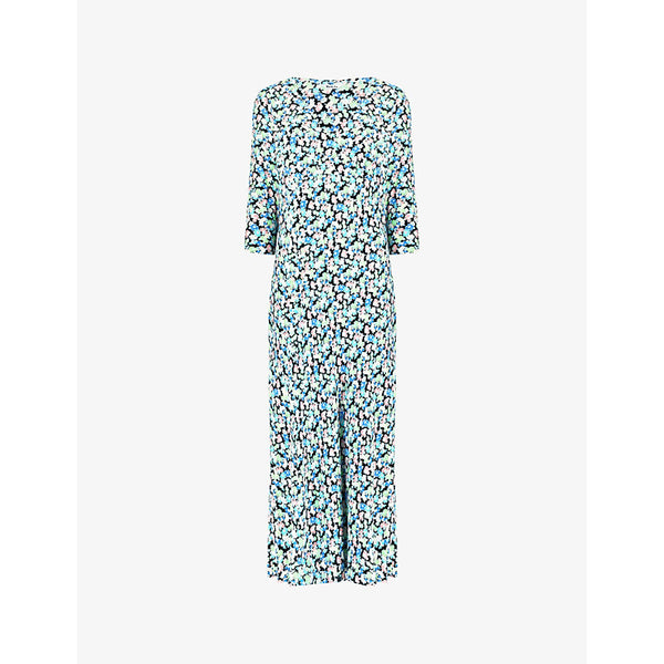 Ro&Zo Blurred daisy-print woven midi dress