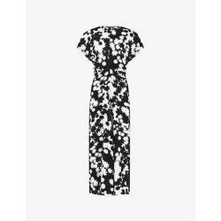 Ro&Zo Floral-print flutter-sleeve crepe midi dress | RO&ZO