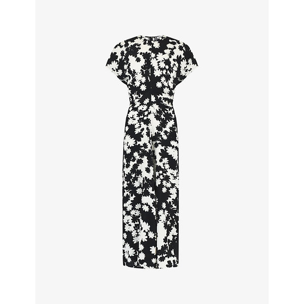 Ro&Zo Floral-print flutter-sleeve crepe midi dress