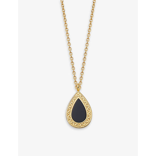  Astley Clarke Polaris Pear 18ct yellow gold-plated vermeil sterling-silver and black onyx locket necklace