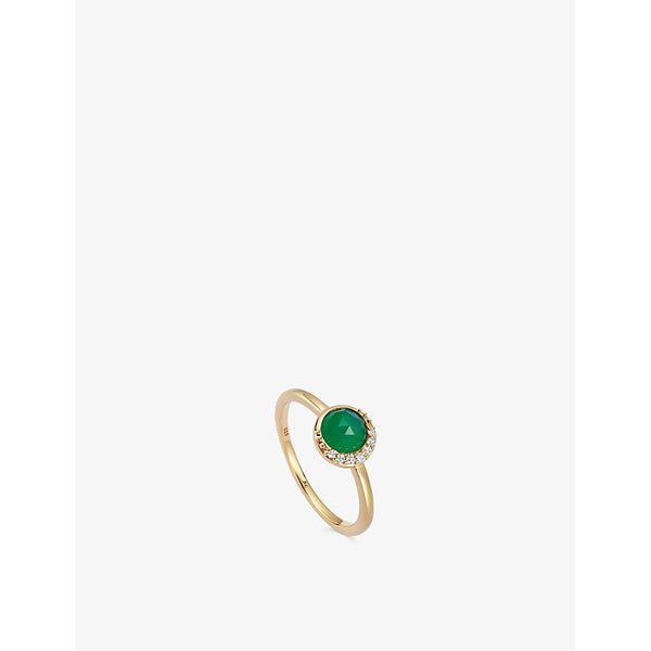 Astley Clarke Luna 18ct yellow gold-plated vermeil sterling-silver and chalcedony ring