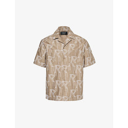  Represent Brand-embroidered boxy-fit cotton shirt