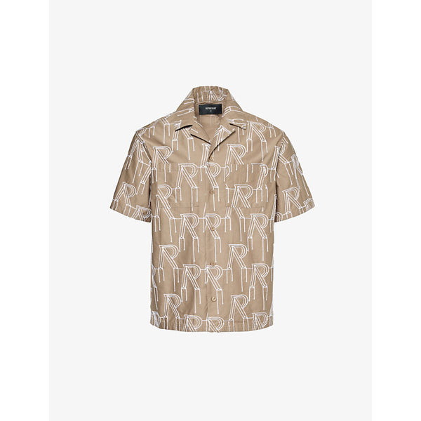  Represent Brand-embroidered boxy-fit cotton shirt