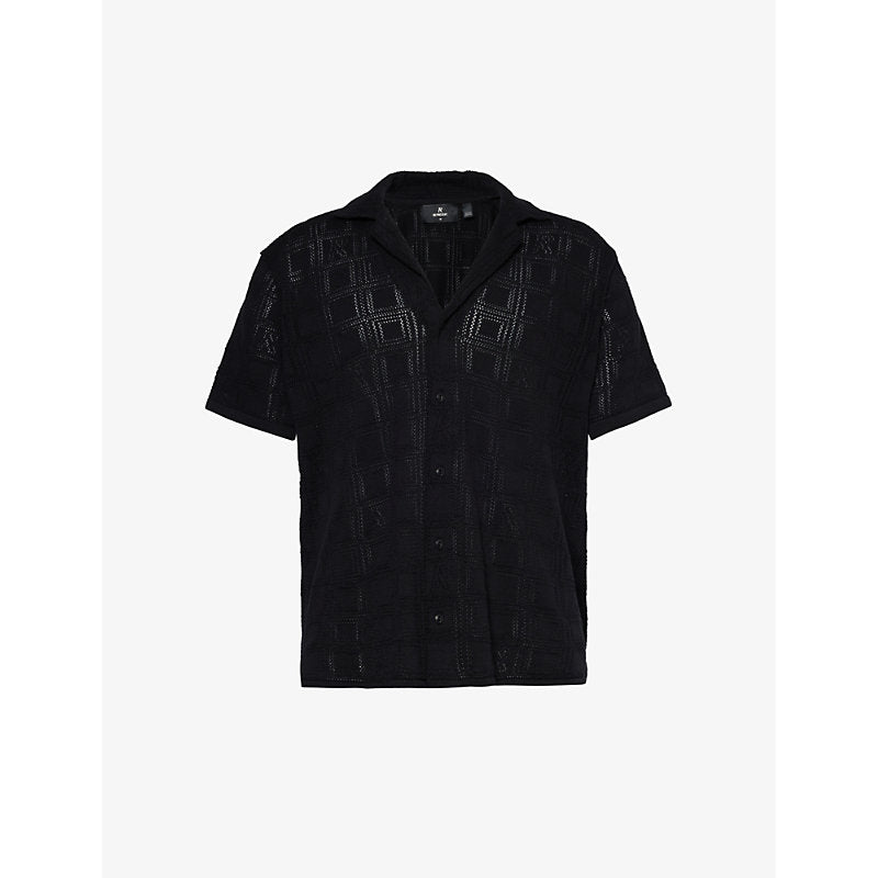  Represent Semi-sheer camp-collar organic-cotton knit shirt