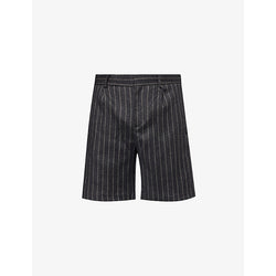  Represent Pinstriped mid-rise wool-blend shorts