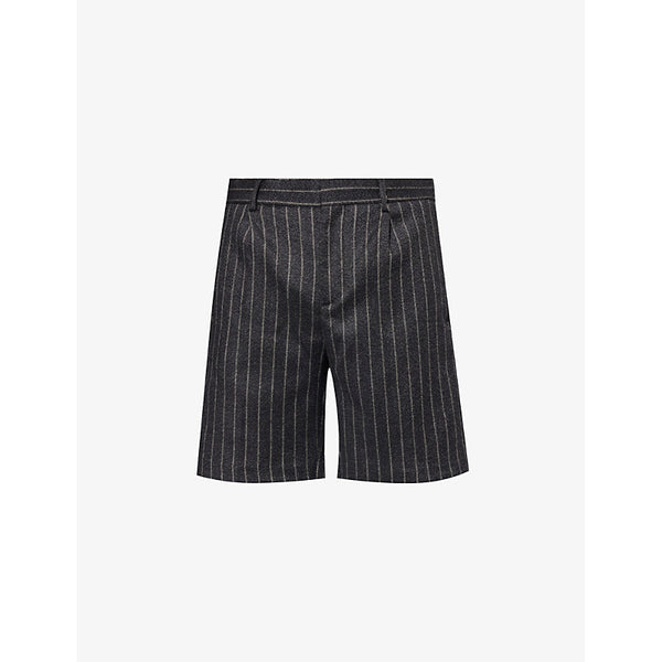  Represent Pinstriped mid-rise wool-blend shorts