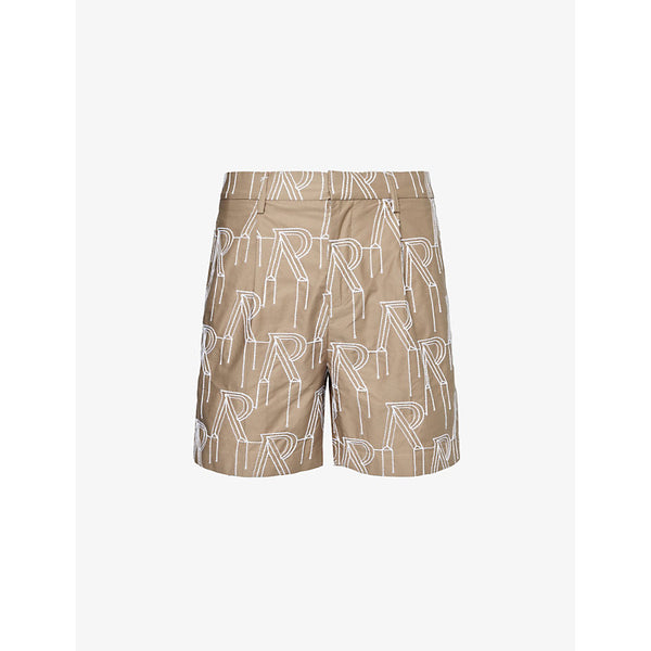  Represent Brand-embroidered mid-rise cotton shorts