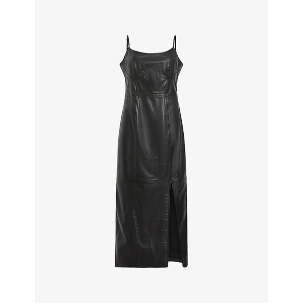 Allsaints Norlean scoop-neck slim-fit leather midi dress