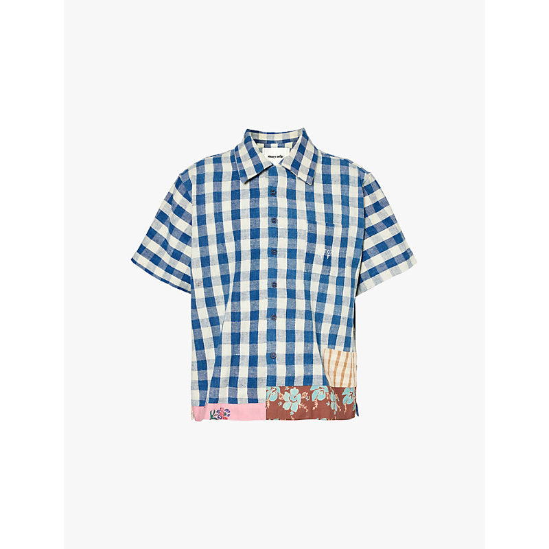  Story Mfg Check-print short-sleeve organic-cotton shirt