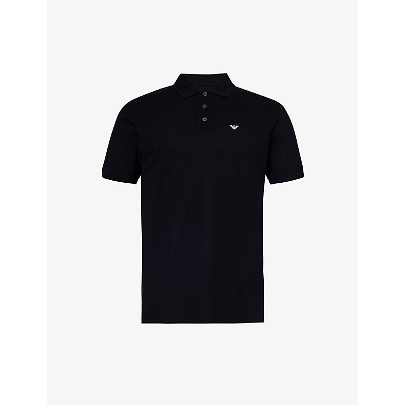  Emporio Armani Brand-print short-sleeve cotton-jersey polo shirt