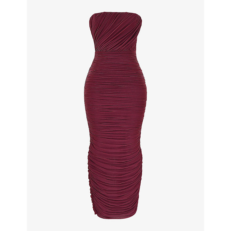 House Of Cb Sapphire gathered stretch-woven maxi dress | HOUSE OF CB