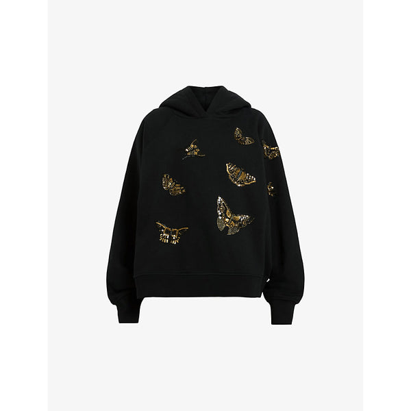  Allsaints Talon Diana butterfly-embellished relaxed-fit cotton-jersey hoody