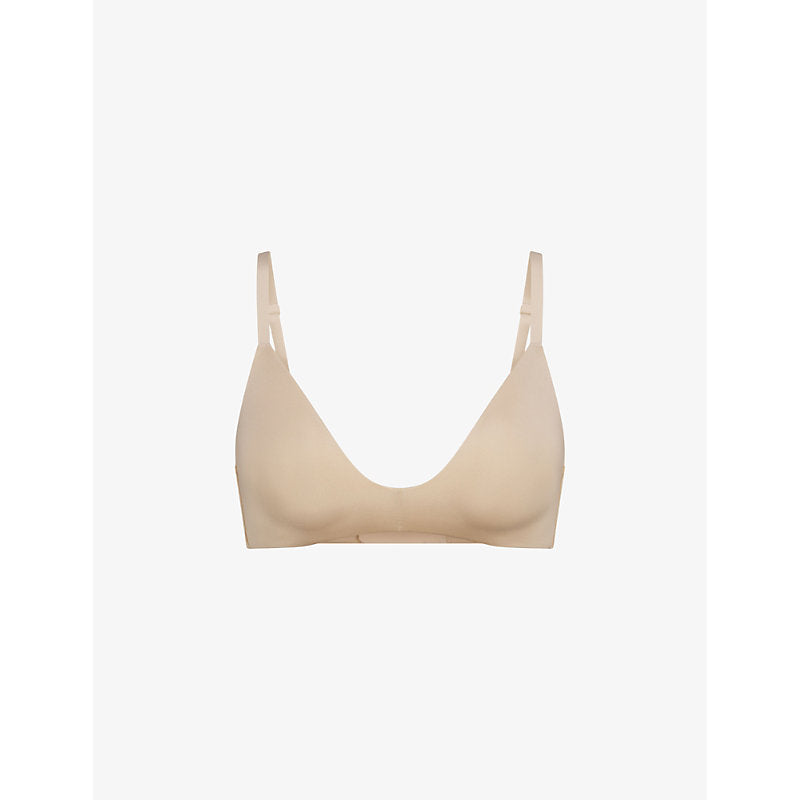  Skims Wireless Form logo-embossed padded stretch-cotton bra