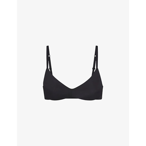  Skims Wireless Form logo-embossed plunge stretch-cotton bra