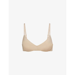 Womens Skims Wireless Form logo-embossed plunge stretch-cotton bra