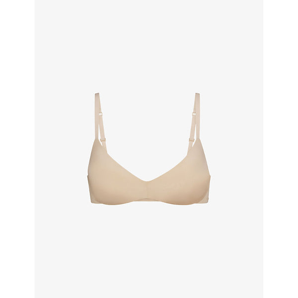  Skims Wireless Form logo-embossed plunge stretch-cotton bra