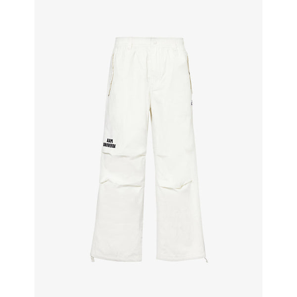  Aape Logo-embroidered wide-leg cotton-blend woven trousers