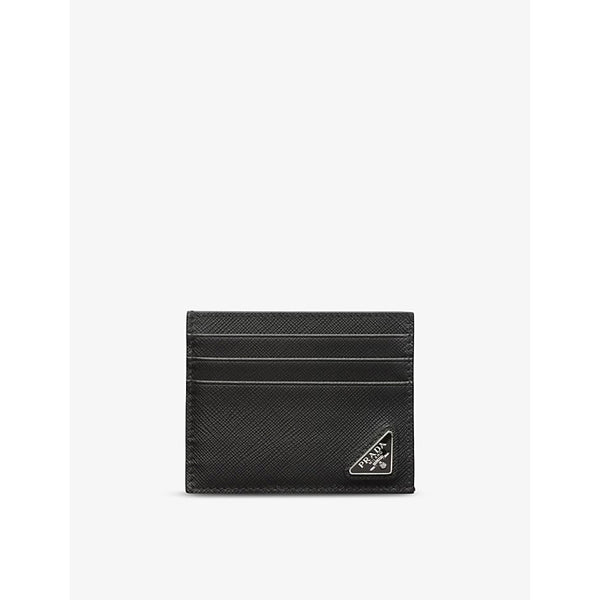 Prada Triangle-plaque leather card holder