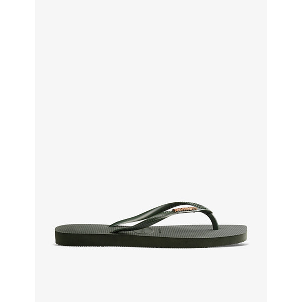 Havaianas Square Metallic logo-embossed rubber flip-flops