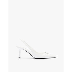 Prada Logo-plaque slingback heeled leather pumps