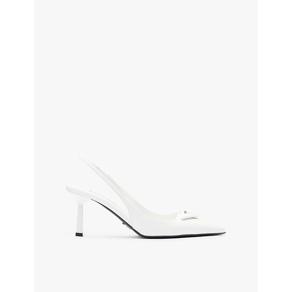 Prada Logo-plaque slingback heeled leather pumps