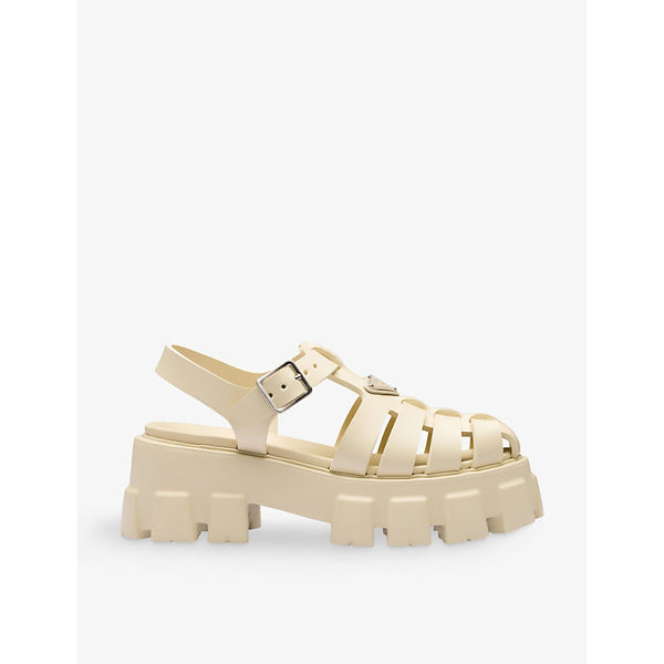 Prada Monolith logo-plaque chunky-sole caged rubber sandals