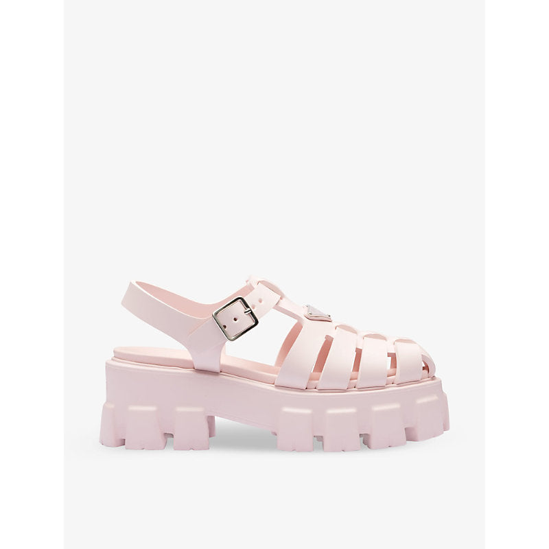 Prada Monolith logo-plaque chunky-sole caged rubber sandals