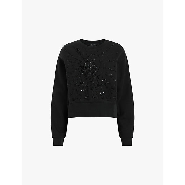  Allsaints Shatter sequin-embellished long-sleeve organic-cotton sweatshirt