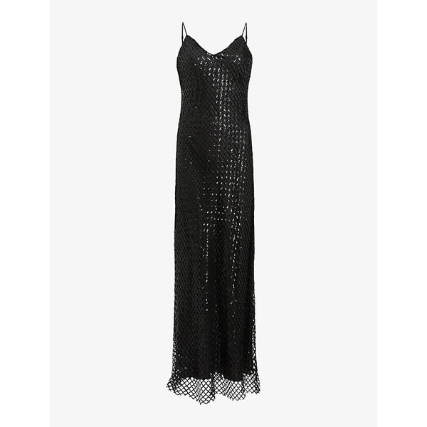 Allsaints Chantelle sequin-embellished V-neck woven midi dress