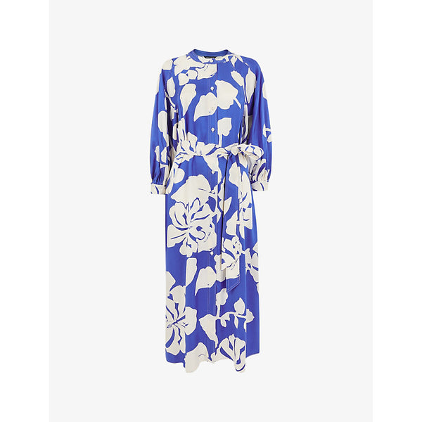 Whistles Mable graphic-print woven midi dress | WHISTLES